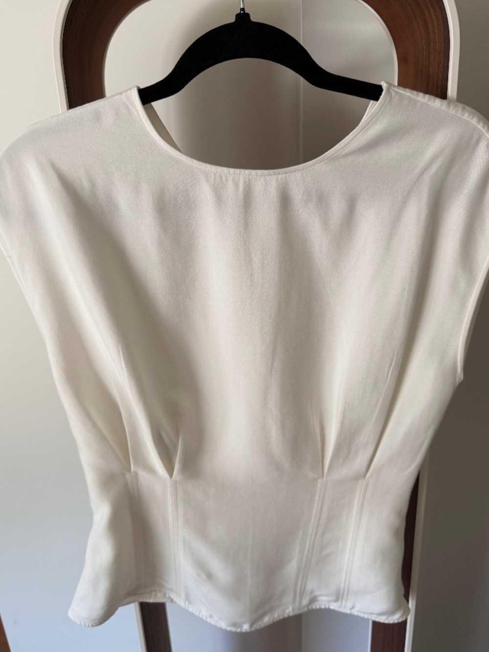 Massimo Dutti Ivory Structured Peplum Top | XS | Cotton Blend